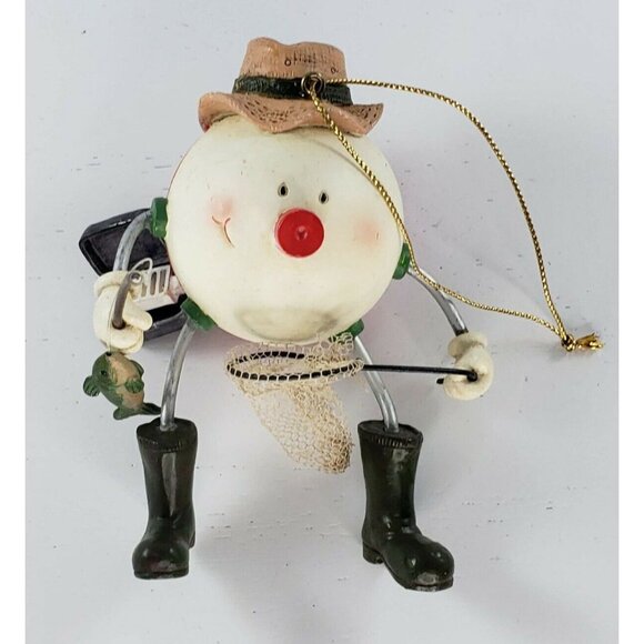 Anthropomorphic Fishing Bobber Catching Fish Ornament Net Fishing Pole Christmas - Picture 3 of 5